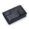 Card Holders Sheepskin Braided Holder Women Bifold Leather Bank Case Wallets Coin Purse Men Unisex Business Name Bag