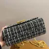 Tweed Chain Bag Flap Designer Luxustasche Umhängetasche Damen Messenger Bag Twist Lock Handtasche Umhängetaschen Geldbörse Gewebter Stoff Jacquard 4 Farben Hochwertige Tasche