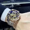 Armbanduhren AOKULASIC Marke Männer Mechanische Uhr Skeleton Business Wasserdichte Automatische Uhren Mann Edelstahl Lederband