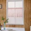 Cortina de encaje transparente para ventana, cortina corta para dormitorio, barra de cocina, cortinas pequeñas de Color sólido para sala de estar