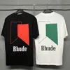 디자이너 패션 의류 티셔츠 티셔츠 Rhude 기하학 패턴 편지 인쇄 스포츠 반팔 캐주얼 커플 티셔츠 탑스 Streetwear 힙합