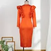 Kleider in Übergröße WUHE Essbarer Baumpilz Schwarz Gestreifte Seite Orange Bodycon Bandage Damen Kleid 2023 Bürodame Abendgesellschaft