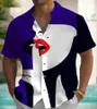 남성용 캐주얼 셔츠 플라밍고 프린트 슬립 셔츠 스트리트 스트리트 탑 여름 패션 의류 통기성 스포츠 카디건