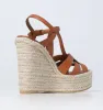 22S Brand name Lady wedges Tribute leather wedge espadrille sandals Women wedge sandal high heels shoes luxury design