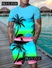 Traccetti da uomo set estivo maschile set 3d spiaggia di cocco t-shirt per uomo abbigliamento sportivo Le magliette a maniche corte casual a manica corta set di magliette maschili 230421