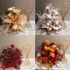 Decoratieve bloemen Bruiloft Decor Decor Tafel Bloem Hydrangea Rose kunstmatige T Stage Road Lead Ball Layout Romeinse kolom