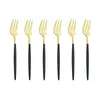 Dinnerware Sets Stainless Steel Fork Set Black Gold Fruit Cake Short Handle For El Party Kitchen Accessories Cutlery