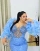 2023 Mermaid Sky Blue Prom jurk kristallen veer formeel feestavond tweede receptie verjaardagsbetrokkenheid bruidsmeisje jurken jurken zj002