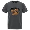 Men's T Shirts Inverted Plush Teddy Bear Printing Man T-Shirts High Quality Tee Clothes Shirt Summer Streetwear Tshirt O-Neck Cotton Tops