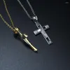 Pendant Necklaces Luxury Jewelry Wholesale Gold Plating Stainless Steel Multi Layer Cross Penadant Pearl Chain Necklace For Men