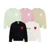 Fashion Amisweater Paris Sweater Mens Designer Knitted Shirts Long Sleeve French High Street Embroidered A Heart Pattern Round Neck Knitwear 28