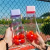 Tazas nueva botella de agua de plástico esmerilado cuadrado botella transparente portátil jugo de fruta a prueba de fugas deporte al aire libre viaje Camping botella Z0420
