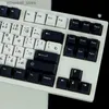 Клавиатуры 129 клавиш Черно-белый темно-синий японский аниме Cherry Profile Колпачки для клавиш PBT для переключателей Cherry MX Пользовательская игровая клавиатура Q231121