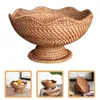 Plates Small Basket Rattan Fruit Plate Round Tray Weaved Bread Key Bowl Entryway Table