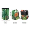 Trousse per cosmetici FORUDESIGN Borsa grande da donna Fresco fiore di cactus Stampato Trucco da donna Pieghevole Custodia morbida con coulisse