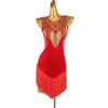 Scene Wear High End Pearl Tube Slimming Latin Dance Performance Competition Dress Rumba Cha Produkt