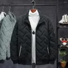 Men's Jackets KOODAO Winter Puffer Outdoor Turn-down Collar Casuals Coat Cotton Clothing Black/Green/Grey