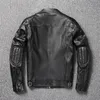 メンズレザーフェイクジャケットトップレイヤー100％牛革服スタンドカラーオートバイ秋の冬プラスサイズ231120