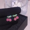 Boucles d'oreilles à tige coréenne douce cerise mignonne pour les femmes filles beaux fruits zircone pierre déclaration bijoux cadeaux