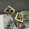 Stud Earrings Unique Design Big Square Metal For Women Statement Gold Color Geometric Bridal Fashion Wedding Jewelry