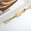 Hanger Kettingen Trendy Metalen Kwastje Vierkante Lange Ketting Voor Dames Roestvrij Stalen Sieraden Luxe Sleutelbeen Choker Vrouwen Feest Bruiloft