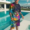 Мужские спортивные костюмы 3D Print Tshirt Summer Beach Shorts Crassuits Casual Plus Size Set Set Set Sets Sport Sport Cust Men Menshing 2 Piece 230421