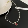 Chains Fashion Unique Double Layer Red Love Heart Neckaces Women Exquisite Light Luxury Zircon Necklace Jewelry Party Gifts