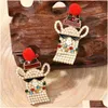 Charm Christmas Earrings Creative Funny Alloy Diamond Cartoon Alpaca Holiday Hat Crossborder Ear Jewelry Drop Delivery Dhgarden Dhpx1