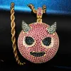 Pendant Necklaces Fashion Cartoon Elf Out Zircon Red Devil Smile Necklace Men's Hip Hop Rock Party Jewelry GiftPendant NecklacesPendant