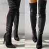 Stiefel Herbst Frühling Sexy Party Über Das Knie Stiefel Frauen Dünne High Heels Flack Schlanke Oberschenkel Stiefel Weibliche Mode Reife prägnante Schuhe T231121