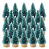 Juldekorationer mini konstgjorda trädflaskor borste träd plast vinter snöprydnader bordsskiva hantverk diy