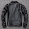 Мужская кожаная искусственная весенняя классическая мотоциклетная куртка с косой молнией Мужская куртка из натуральной телячьей кожи Толстая тонкая воловья кожа Moto Biker Man 231120