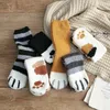 Çoraplar Çorap Peluş Peluş Kış Sevimli Stil Kedi Pençe Karikatür Desen Kadınlar Pamuk Süper Yumuşak Evde kalmak Uyku Kat Sox 231120