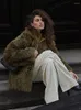 여자 모피 2024 겨울 따뜻한 가짜 재킷 여성 캐주얼 오버 사이즈 라펠 옷깃 두꺼운 코트 가을 세련된 여자 머리과 코트