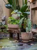 Vaser vikande våg vintage cement blomkruka stor andningsbar saftig bassäng balkong villa gård japansk forntida stil