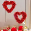 Flores decorativas feliz dia dos namorados grinalda em forma de coração guirlanda guirlanda artificial para porta da frente pendurado sinal decorações de parede