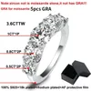 Anelli a grappolo Smyoue placcato 18k 3,6CT tutti Moissanite per le donne 5 pietre scintillanti fede nuziale con diamanti S925 gioielli in argento sterling GRA