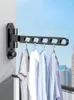 Hangers Folding Clothes Hanger Wall Mount Cloth Drying Rack Space Saving Aluminum Horse Home Retractable Laundry Clothesline