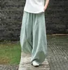 Women's Pants Capris Cotton Linen Bloomers Wide Leg Pants Women Vintage Full Length Fashion Elegent Pants Solid Elasitic Waist Spring Autumn 5XL 230421