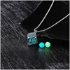 Pendant Necklaces Glow In The Dark Necklace Moon Square Heart For Woman Hollow Water Drop Night Fluorescence Light Accessori Dhgarden Dhnhs