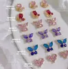 Décorations d'art d'ongle 30pcs Licorne Rose Papillon Nail Crystal Accessoires Dreamy Alice Style Papillon Zircon Diamants Manucure Somptueux Embellissement 231121