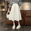 Skirts Cotton Loose Autumn Winter Thick Big Swing Elastic High Waist Black Skirt Women Quilted Argyle Plaid Casual Retro Mujer Faldas