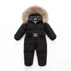 Jumpsuits -30 Russia Winter Kids Boys Snowsuit Jumpsuit Baby warm Duck Down Jackets for Girls Overall Children parka real Fur Rompers Y6 231120