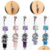 Navel Belknop Ringen Body Piercing Ornament Persoonlijkheid Kraan Kronkelende Nagel Set Stenen Ring Drop Levering Sieraden Dhxnu