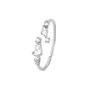 Cluster anéis real 999 prata esterlina para mulheres festa de casamento jóias temperamento brilhante cz elegante anel fino