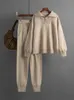 Women Dwuczęściowe spodnie Zimowe dzianinowe Zestaw ciepłe 2 -cece odzież męska luźna relaksowana joggingowa szop 231120