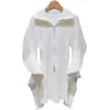 Cardigan tricoté à Double fermeture éclair pour femmes, blanc ou noir, à manches longues, pull à col rabattu, à la mode