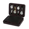 Caixas de relógios estojos 8 compartimentos portátil preto fibra de carbono couro PU com zíper bolsa de armazenamento caixa de joias de viagem presente de luxo personalizado 1252U