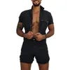 Men S Tracksuits Home Pocket Fashion Jumpsuit Summer Pure Color Large Size Clothing Button Los Hombres Conjuntos Ankomst 230421