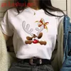 女性のTシャツ女性サンタクロースメリークリスマスシャツトナカイナビダッドTシャツガールハラジュク半袖ティーメス90S服Tシャツ